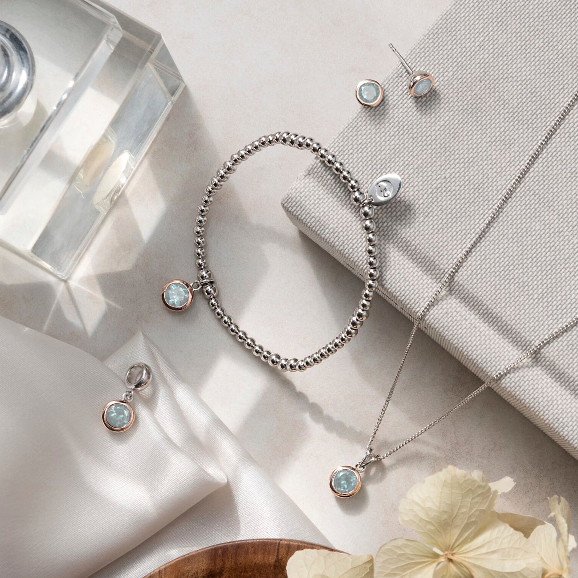 March Birthstone Silver and Aquamarine Affinity Bracelet