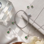 May Birthstone Silver and Emerald Earrings