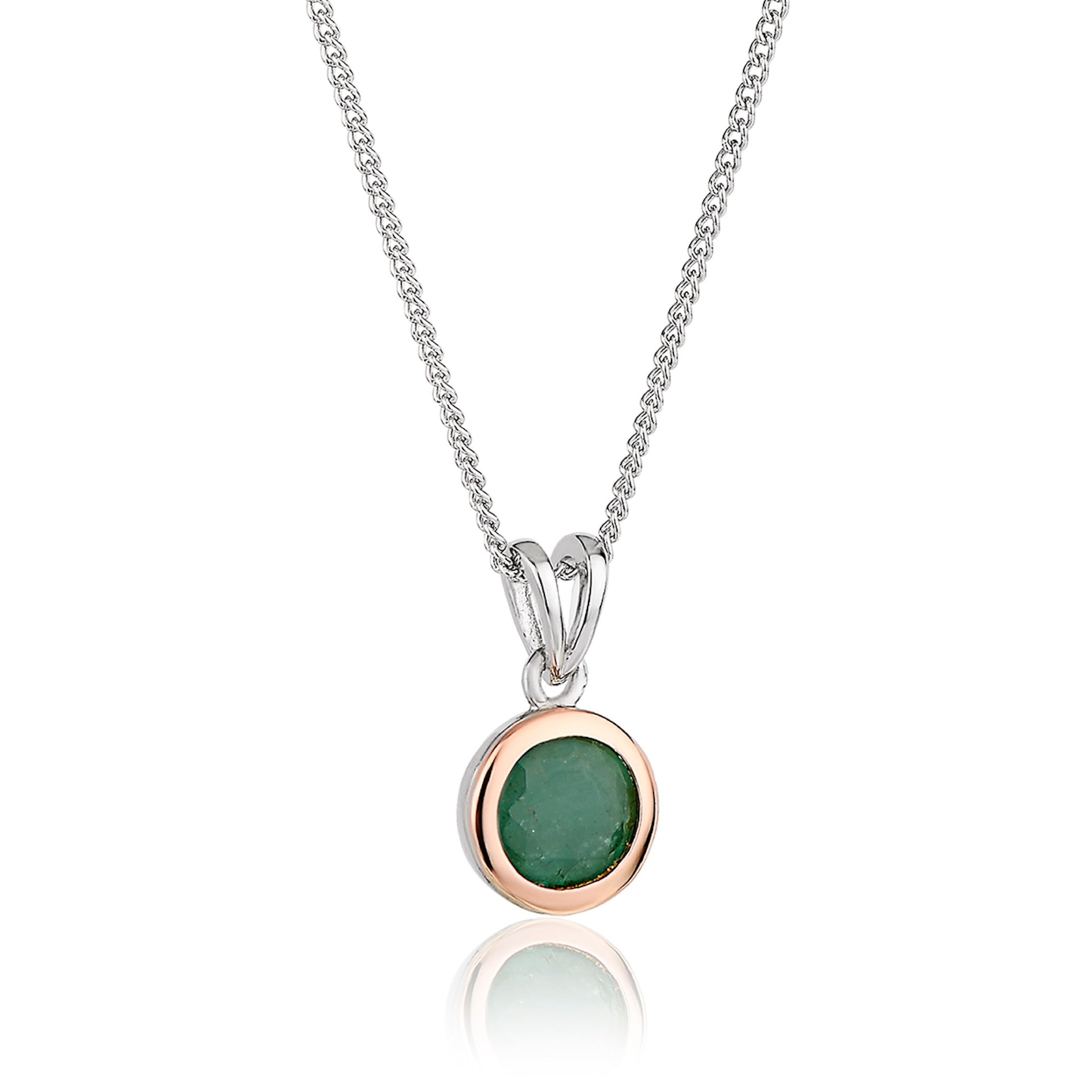 May Birthstone Silver and Emerald Pendant