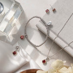 January Birthstone Silver and Red Garnet Earrings