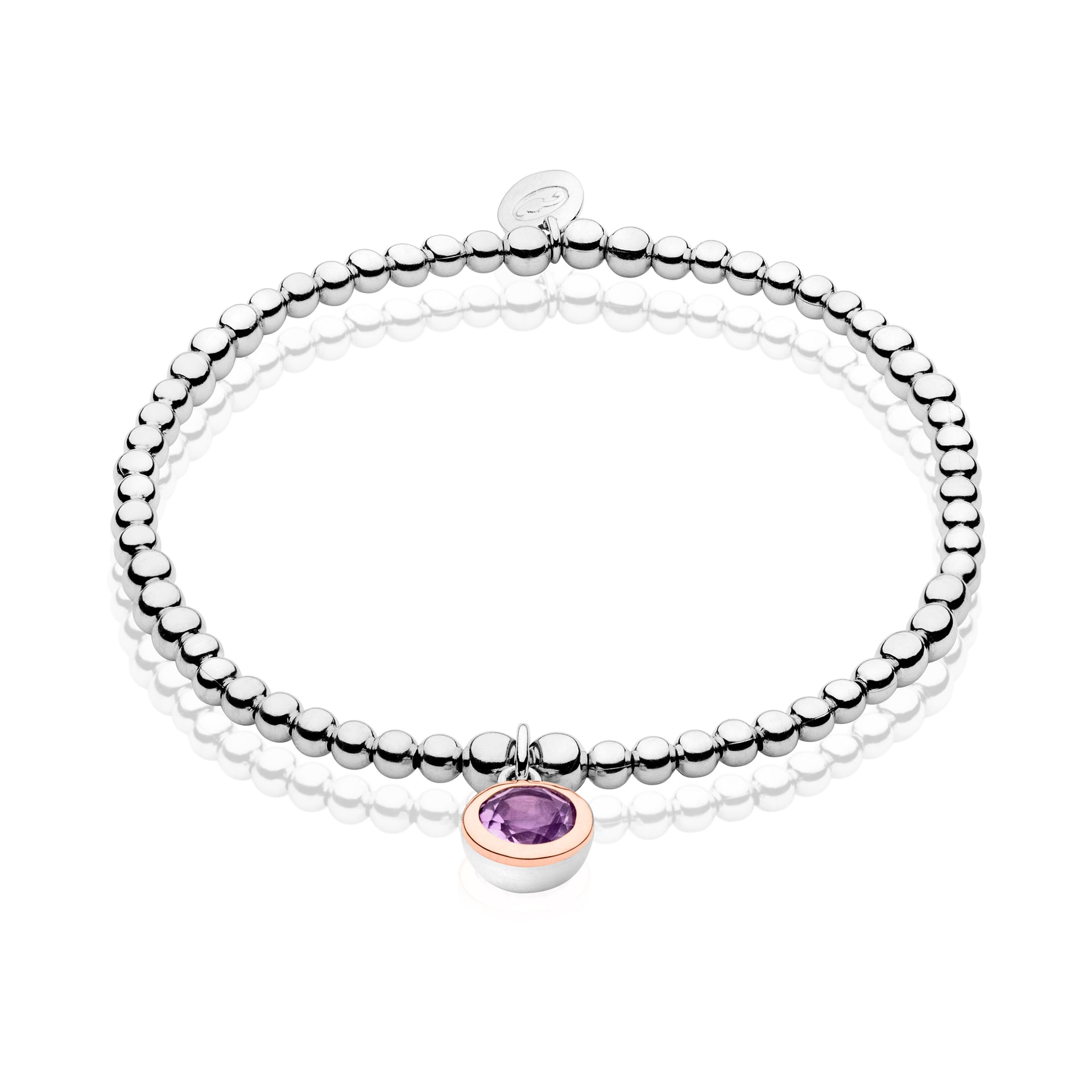 Birthstone Silver and Amethyst Affinity Bracelet – February
