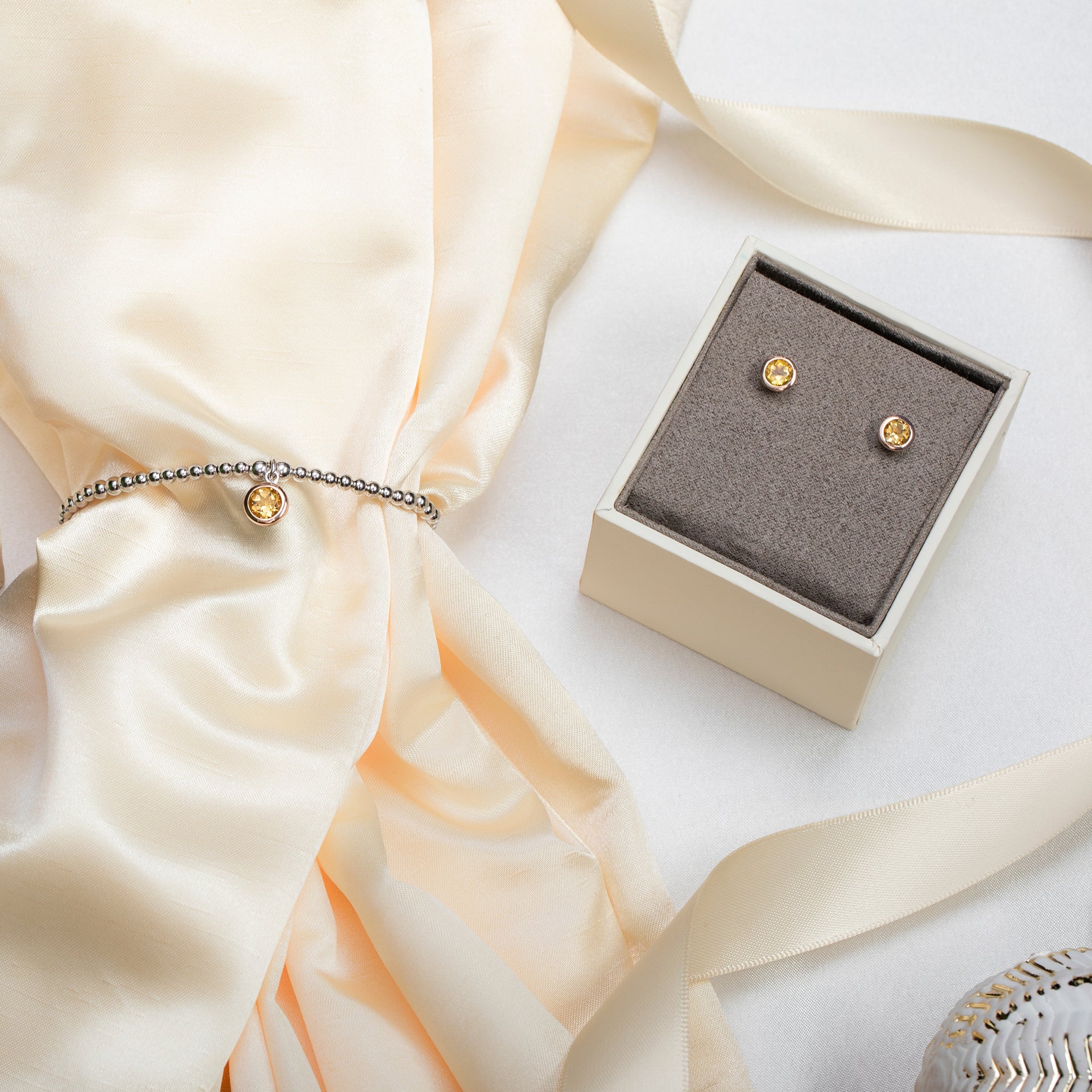 November Birthstone Silver and Citrine Earrings