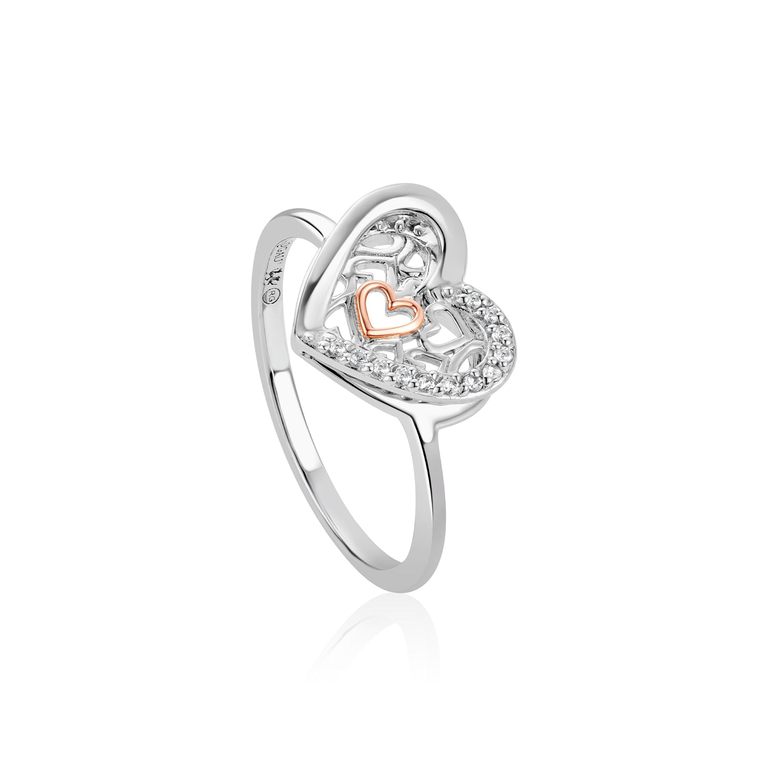 Clogau Always In My Heart – Orecchini Pendenti A Cuore In Argento Con Topazio Bianco E Oro Gallese