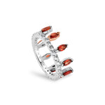 Clogau® Celebration Sterling Silver Crown Ring with Red Garnet & Topaz