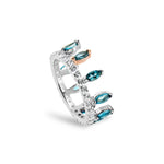 Clogau® Celebration Sterling Silver Crown Ring with London Blue & White Topaz