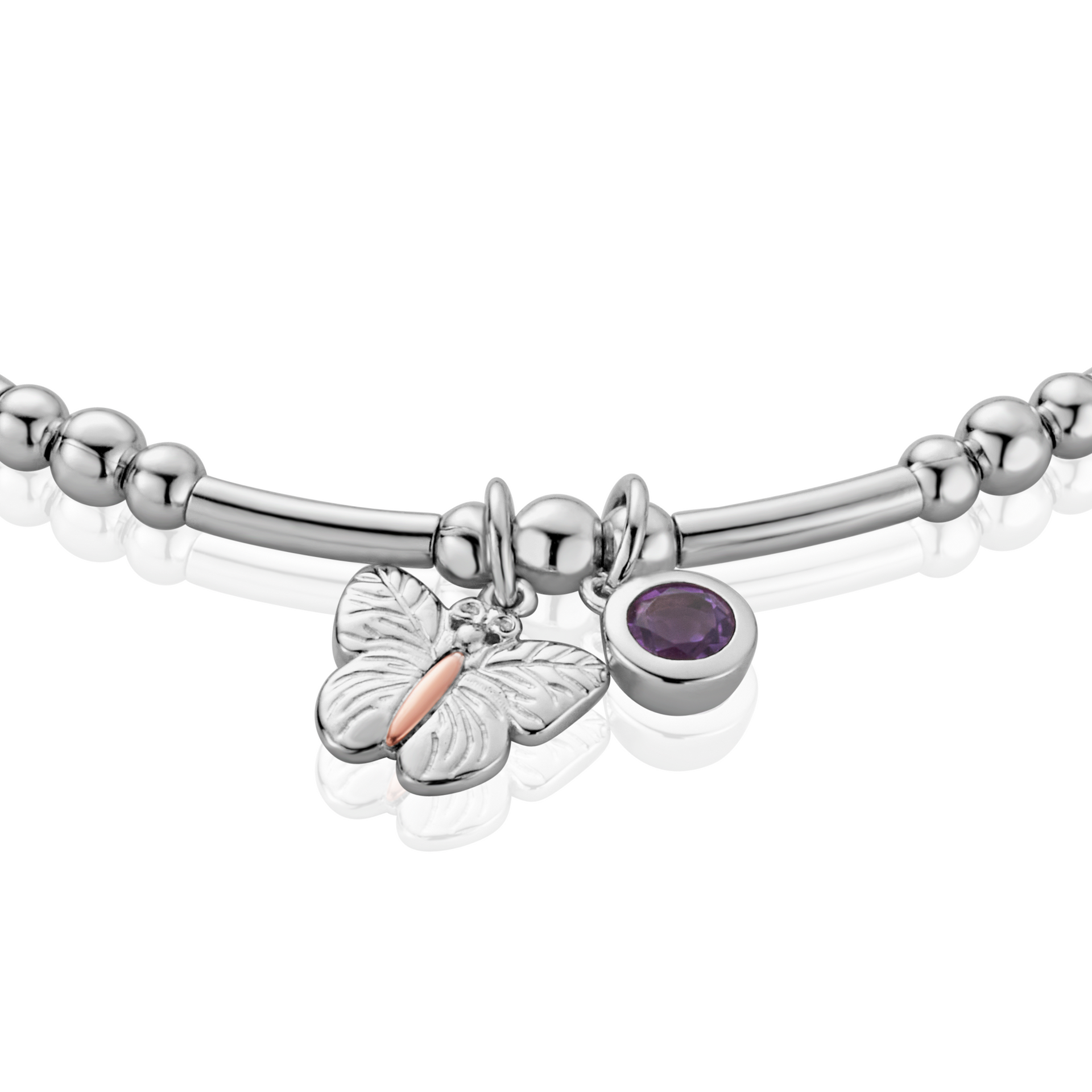 Butterfly Silver and Amethyst Affinity Bracelet