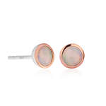 October Birthstone Silver and Fire Opal Earrings