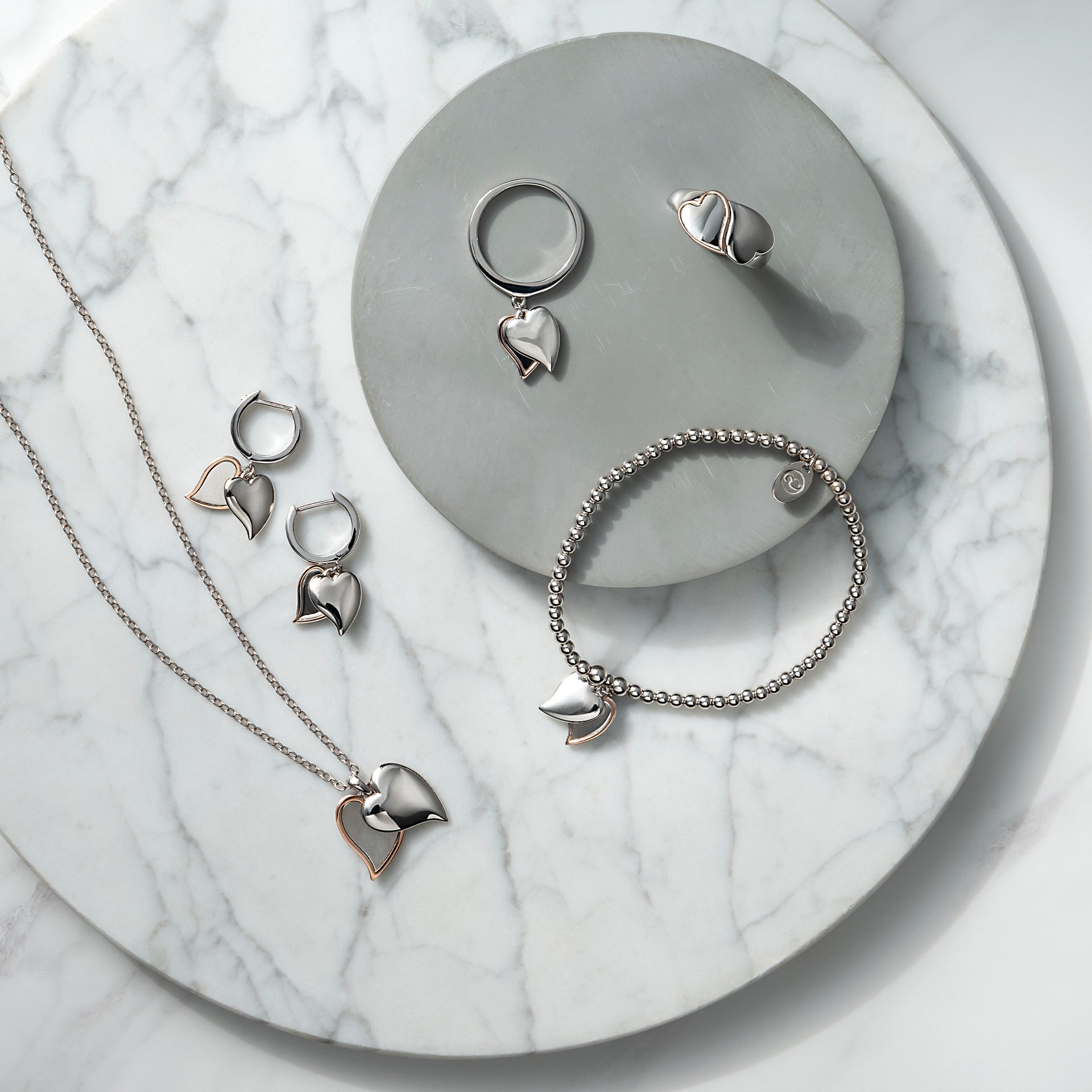 Cwtch Double Heart Silver Ring