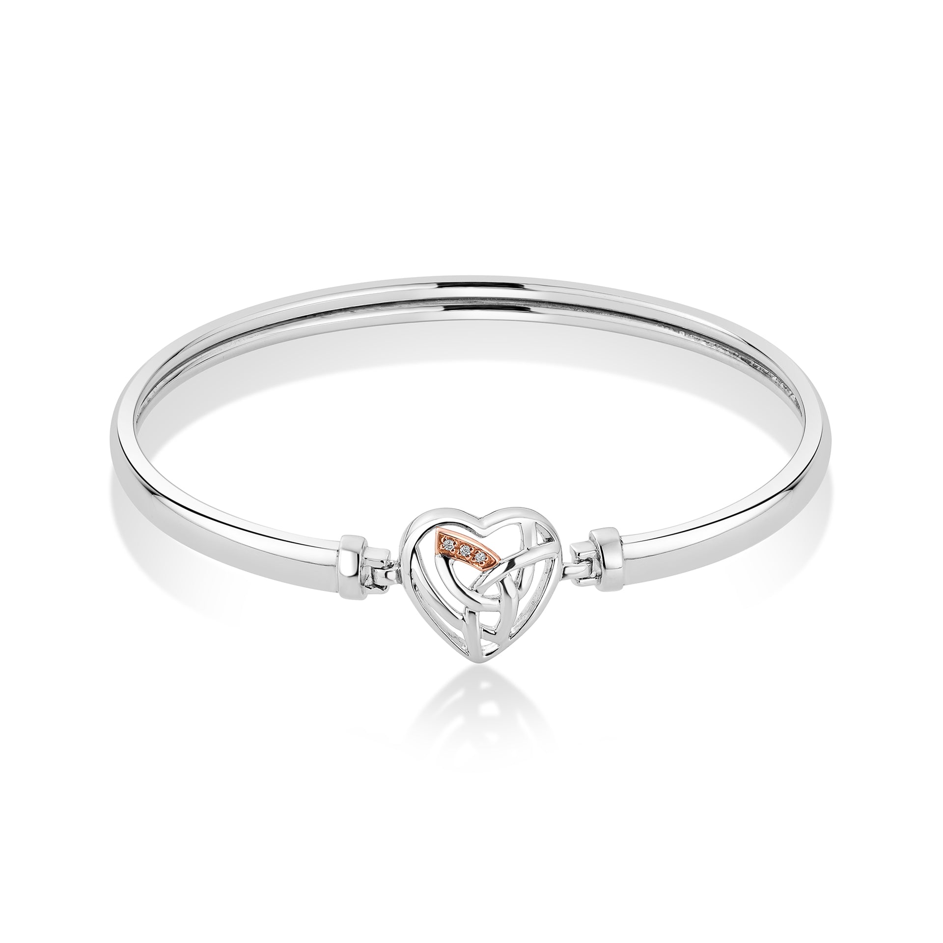 Hearts Entwined Silver and Diamond Bangle