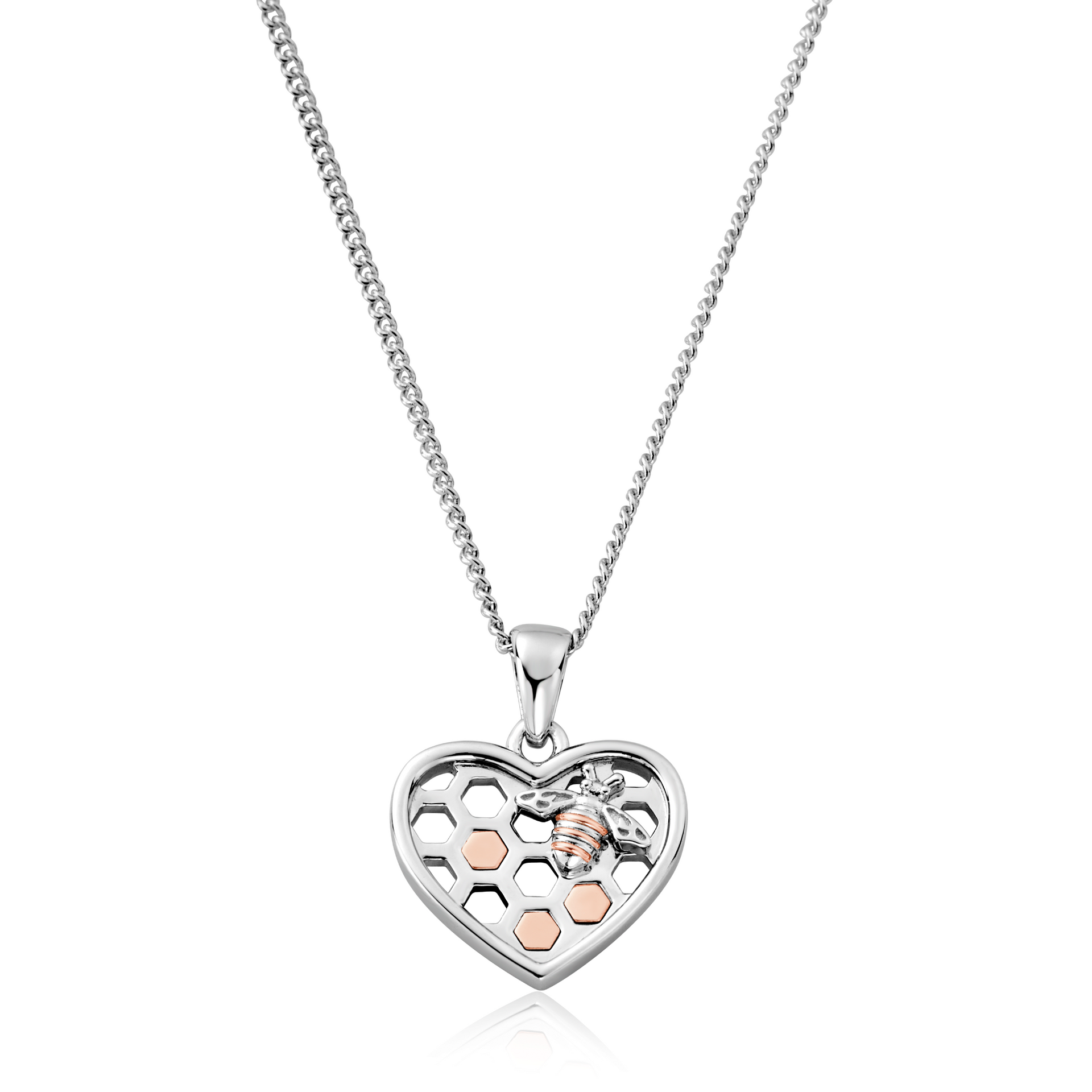 Honey Bee Honeycomb Heart Pendant Clogau Outlet