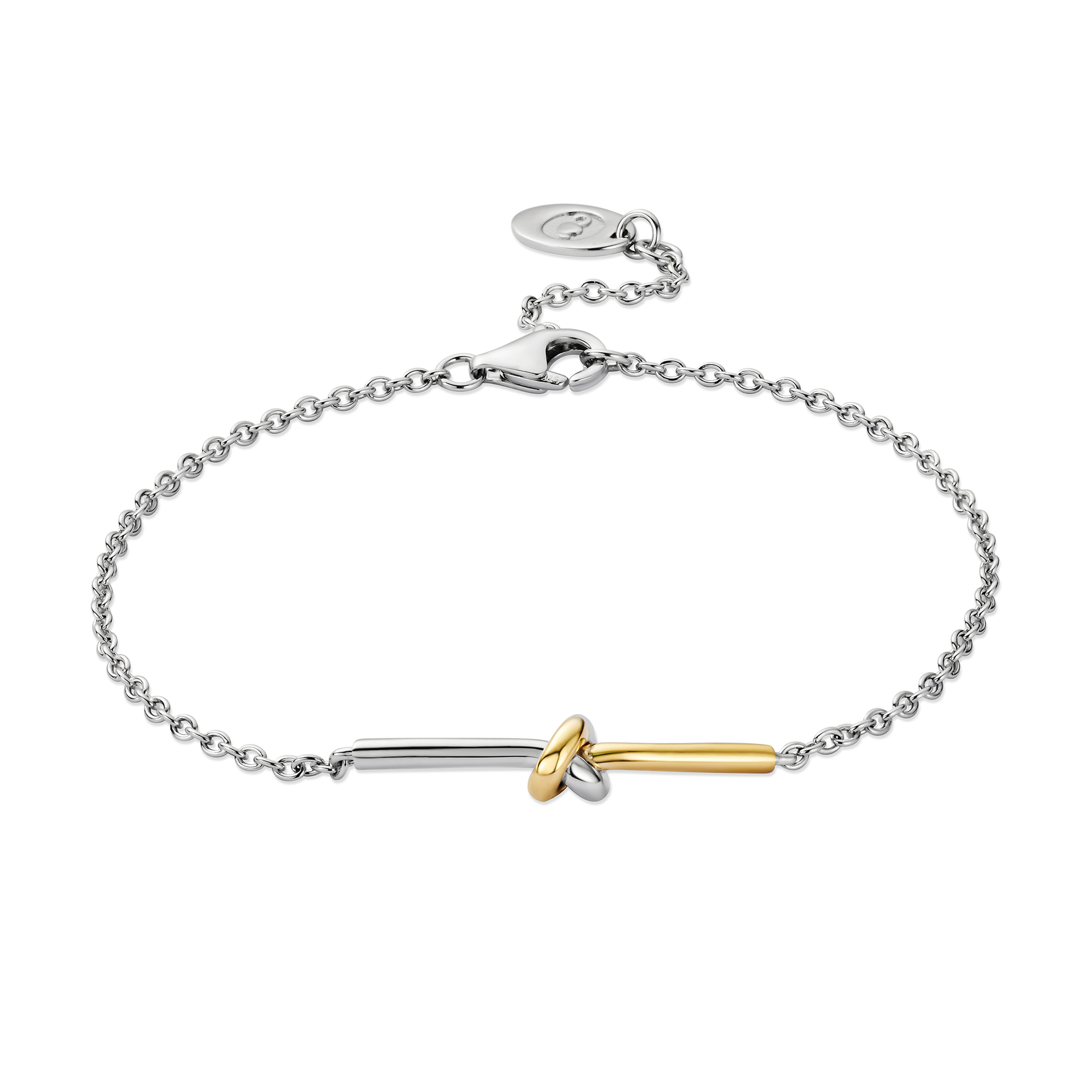 Insignia Sterling Silver and 9ct Solid Gold Knot Bracelet