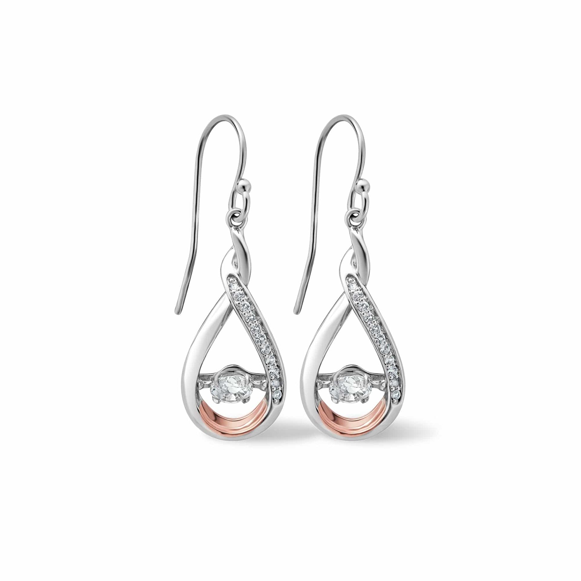 Eternity Silver Drop Earrings with Topaz