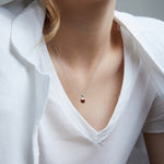 January Birthstone Silver and Red Garnet Pendant