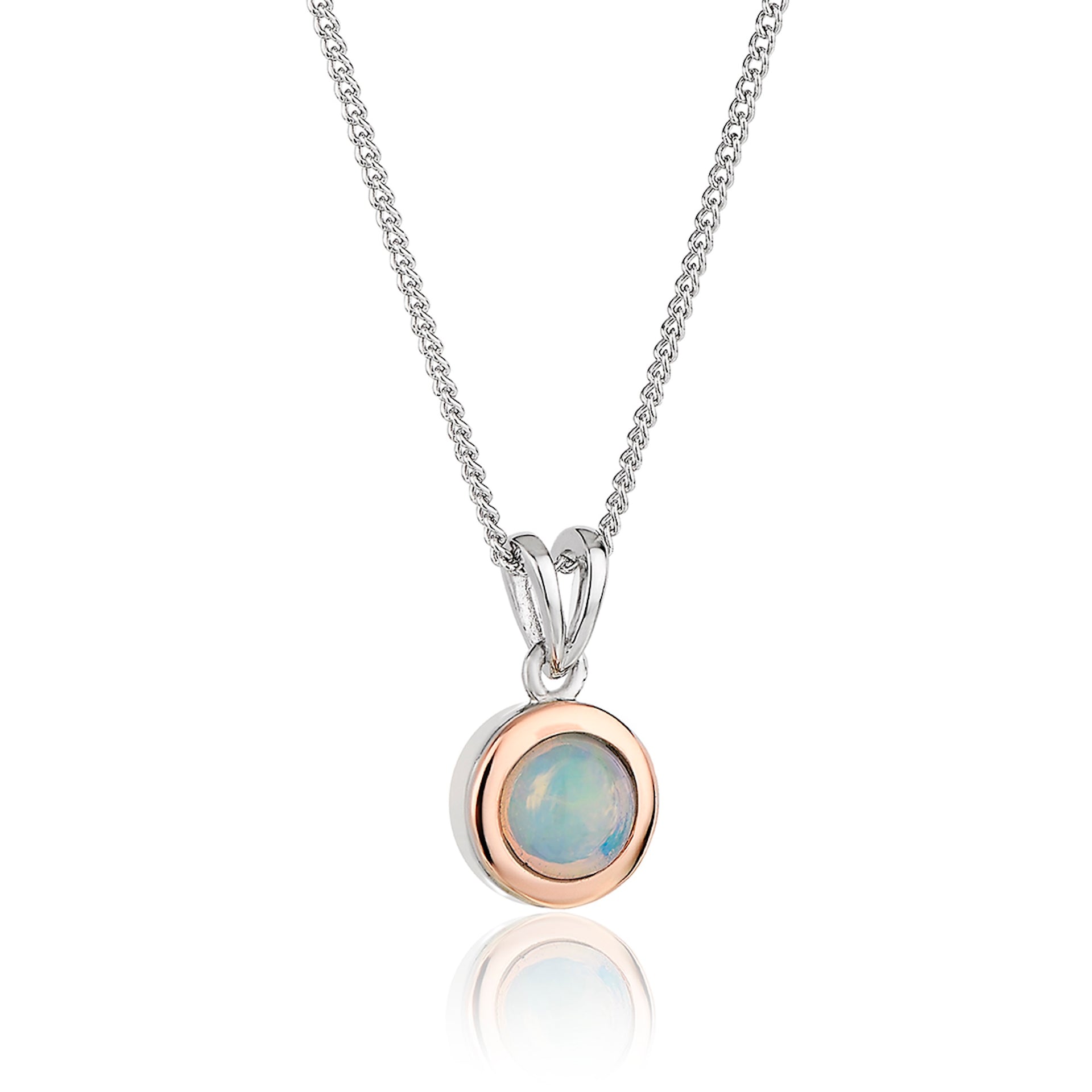 October Birthstone Silver and Fire Opal Pendant