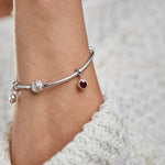 January Milestones® Birthstone Silver and Red Garnet Charm