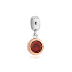 January Milestones® Birthstone Silver and Red Garnet Charm