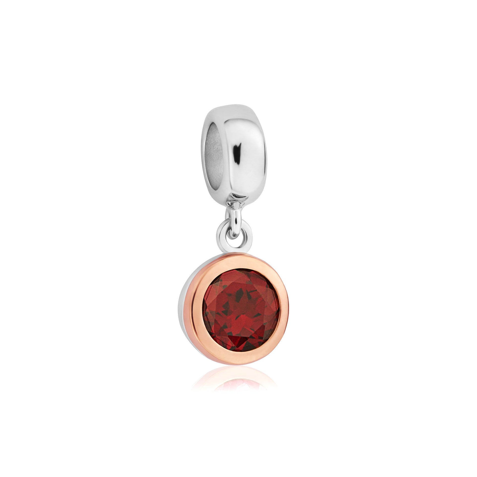January Milestones® Birthstone Silver and Red Garnet Charm