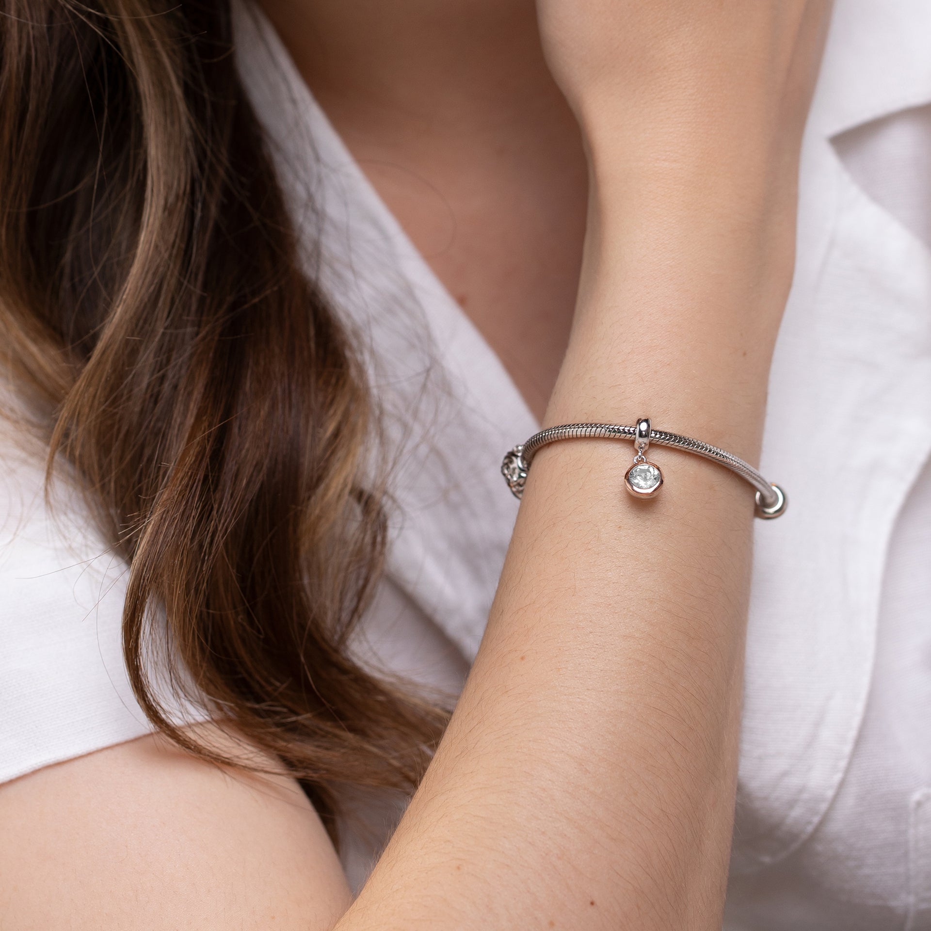 April Milestones® Birthstone Silver and Zircon Charm