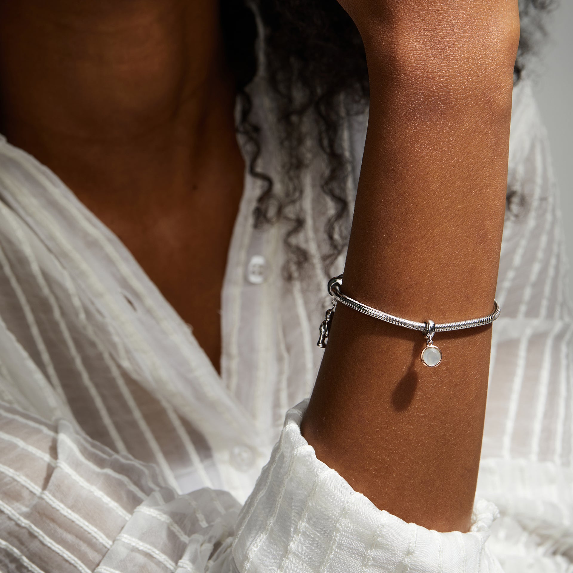 June Milestones® Birthstone Silver and Moonstone Charm