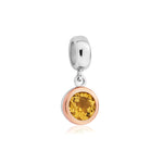 November Milestones® Birthstone Silver and Citrine Charm