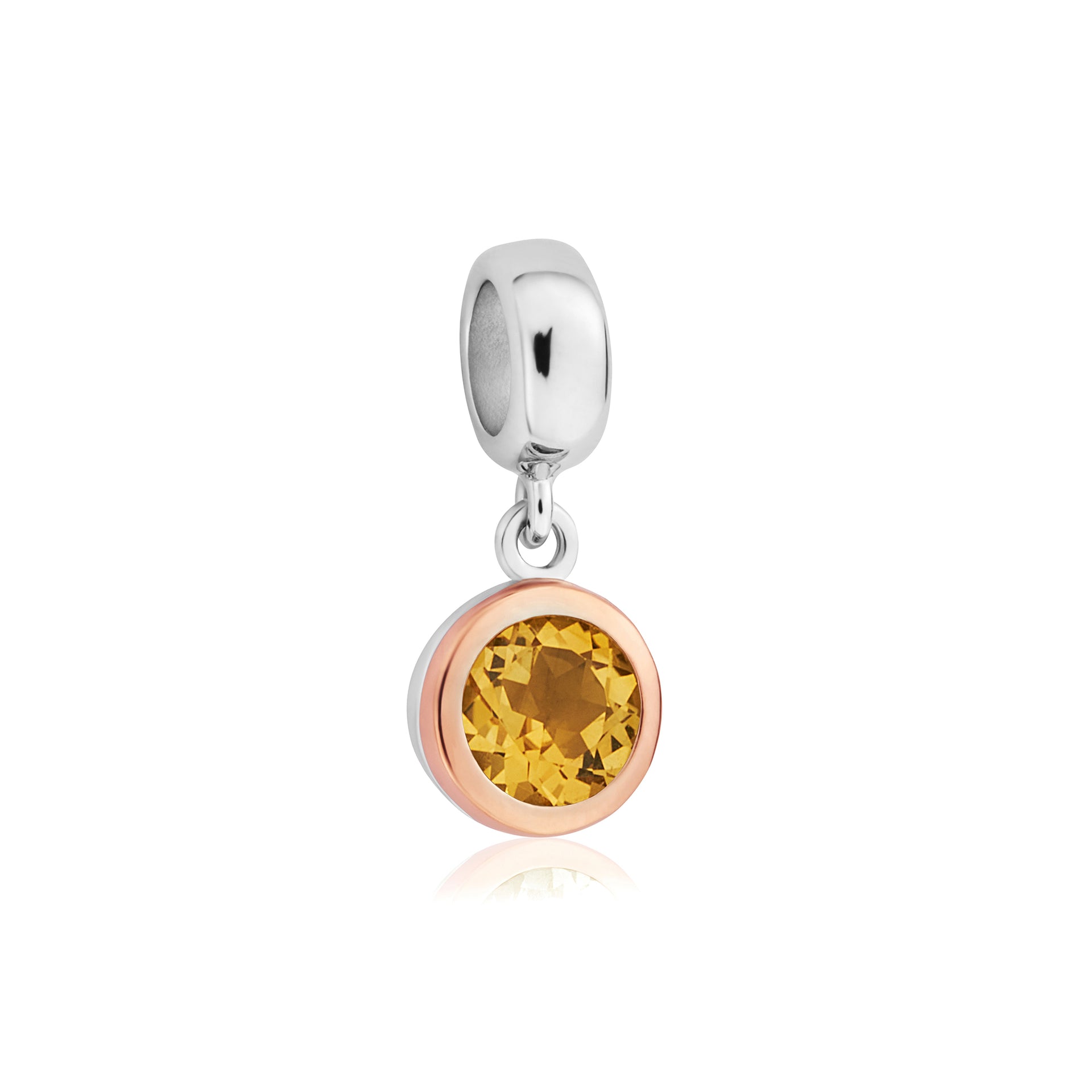 November Milestones® Birthstone Silver and Citrine Charm
