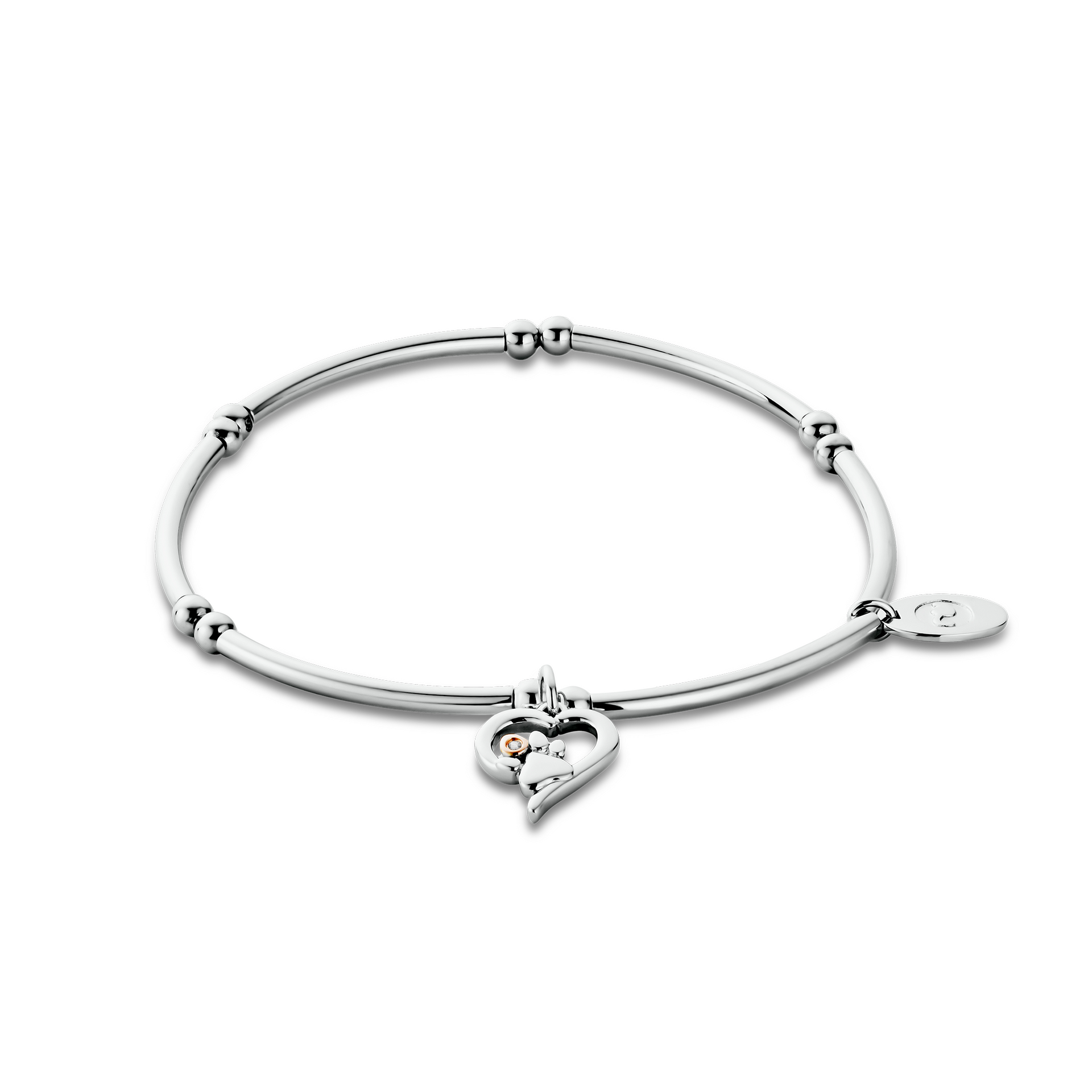 Paw Prints on My Heart Silver Affinity Noodle Bracelet