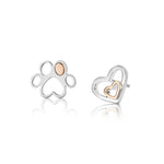 Paw Prints On My Heart Silver Earrings