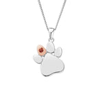 Paw Prints Sterling Silver Birthstone Pendant for January with Red Garnet