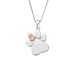 Paw Prints Sterling Silver Birthstone Pendant for June with Moonstone