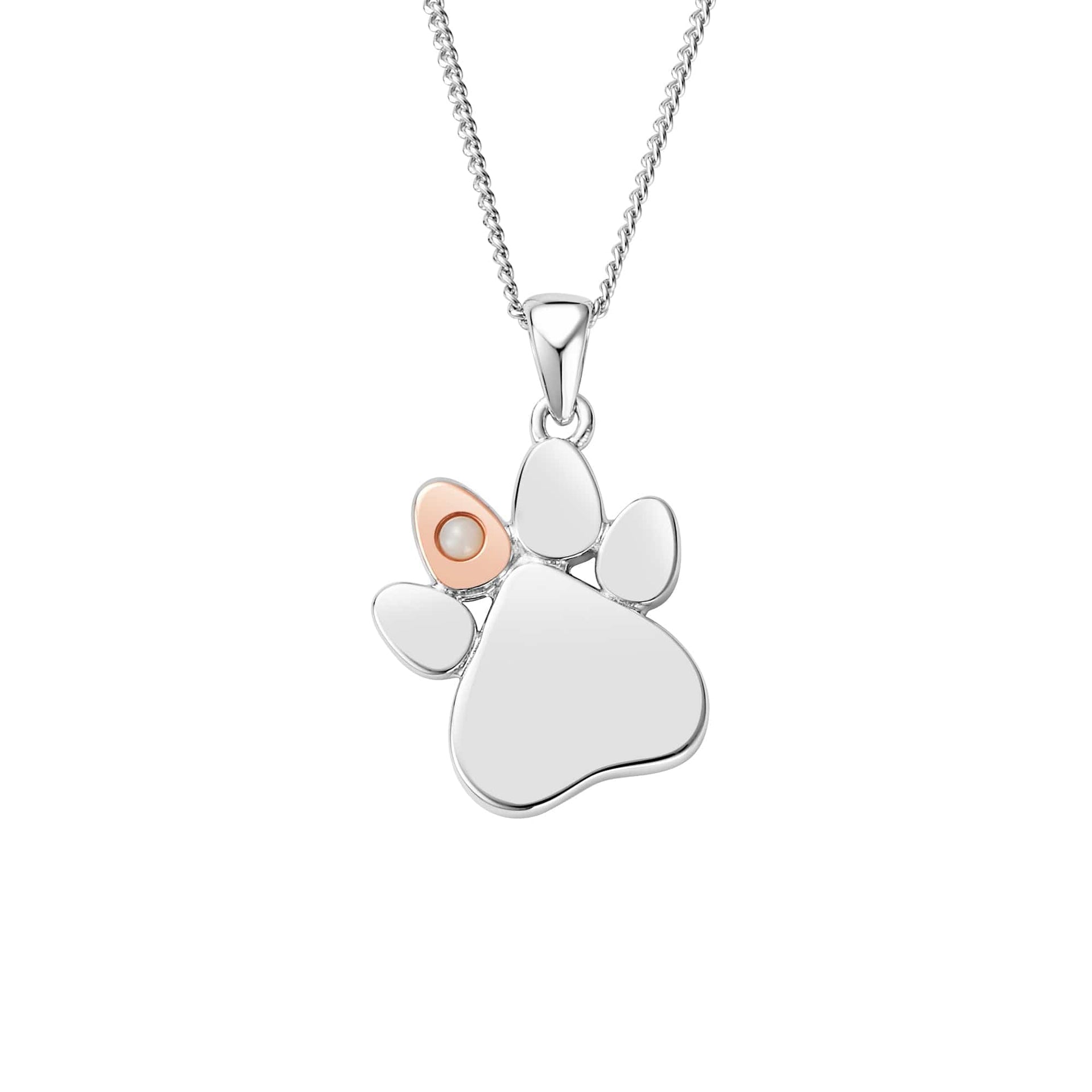 Paw Prints Sterling Silver Birthstone Pendant for October with Opal