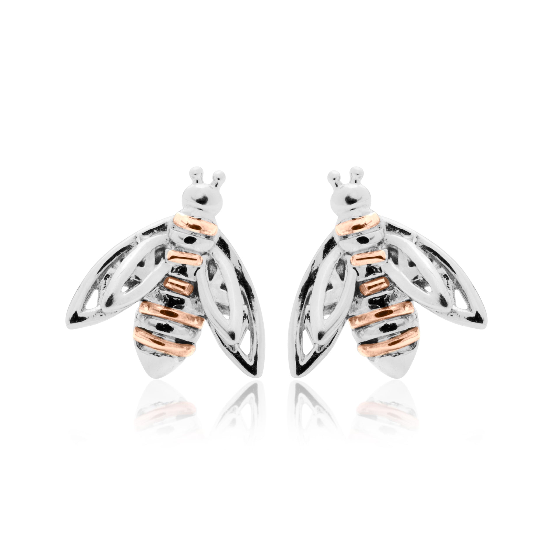 Silver Honey Bee Stud Earrings