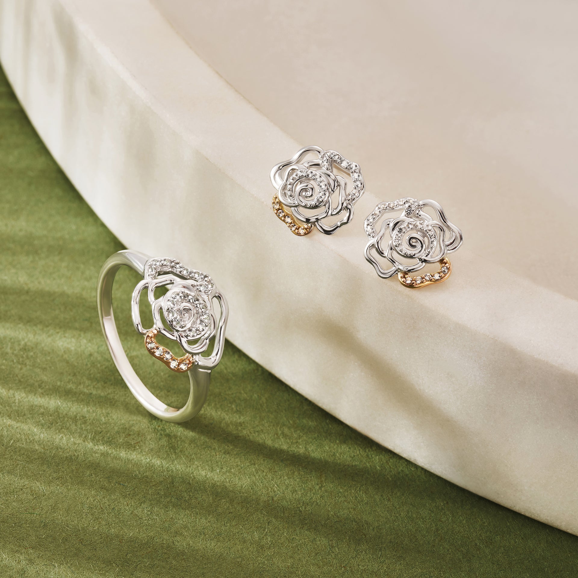 Royal Roses White Topaz Stud Earrings
