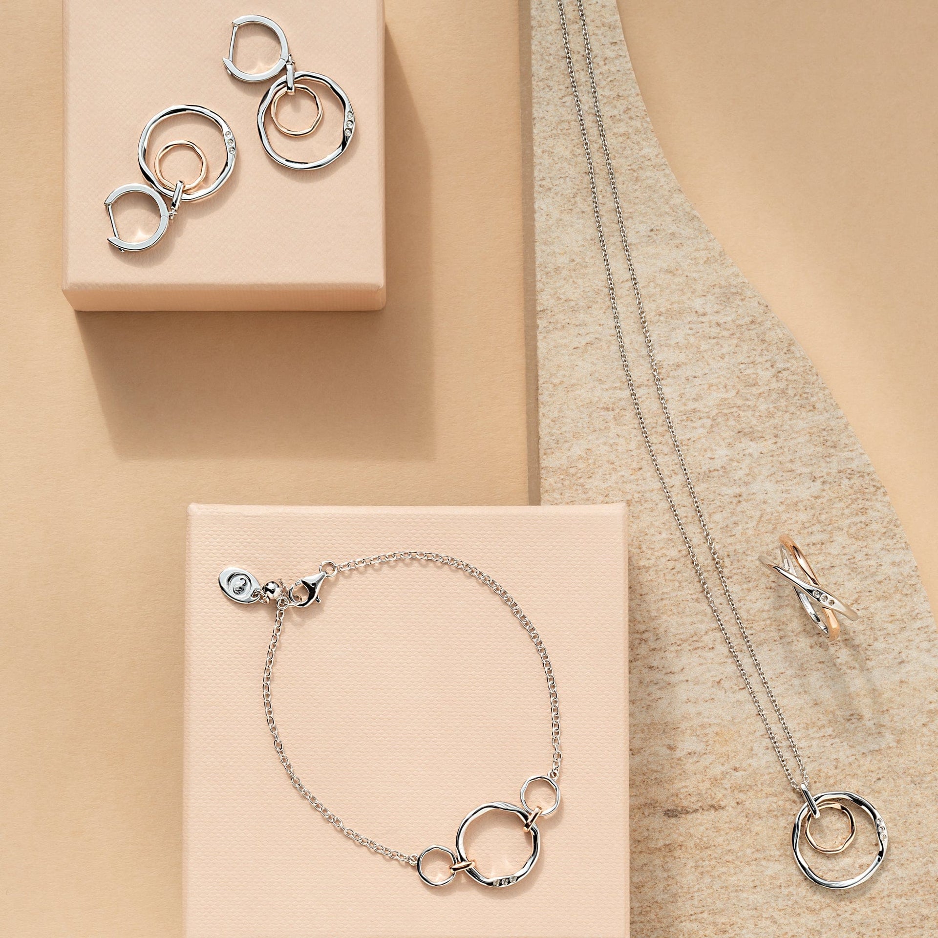 Ripples Silver Triple-Hoop Bracelet with Topaz