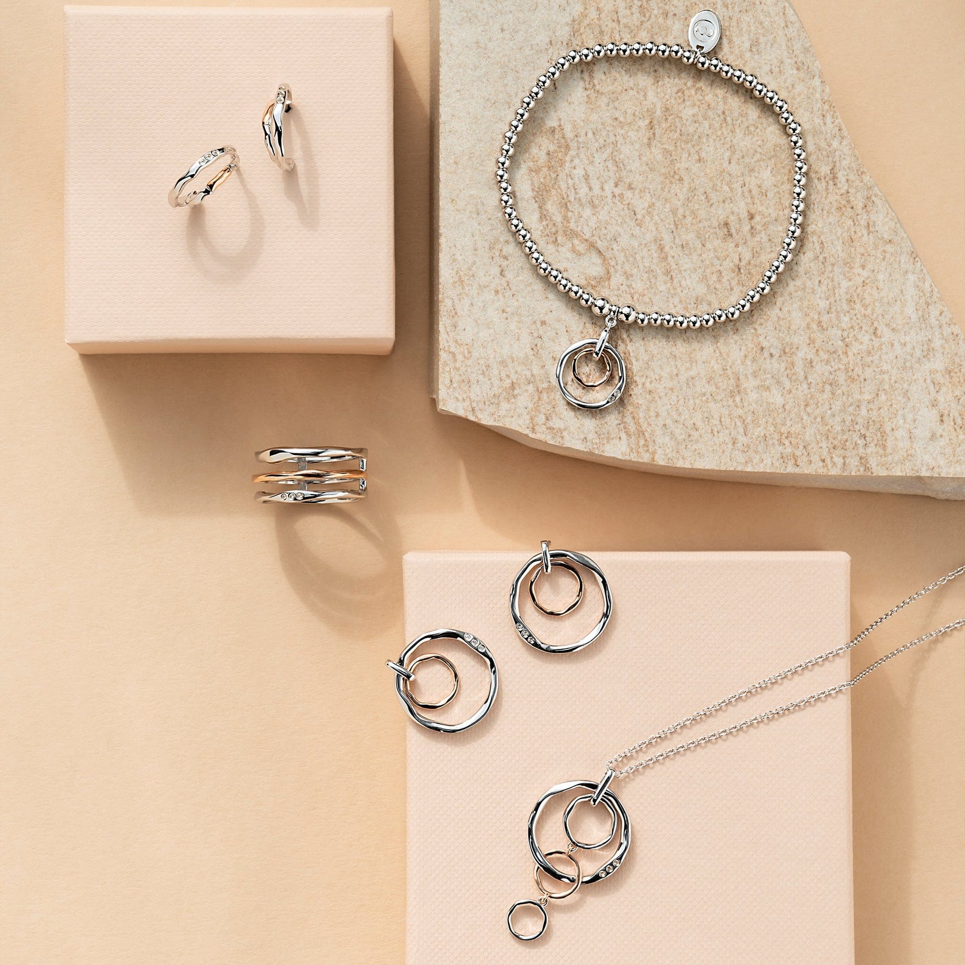 Ripples Silver Half-Hoop Earrings with Topaz