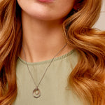 Ripples Silver Double-Hoop Pendant with Topaz