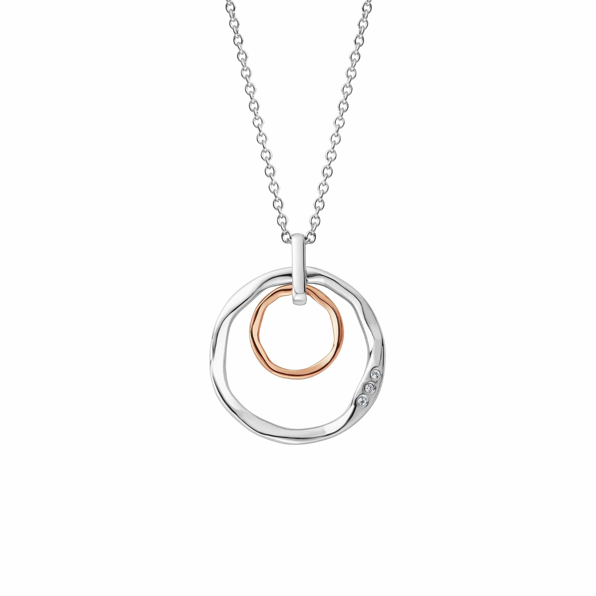 Ripples Silver Double-Hoop Pendant with Topaz