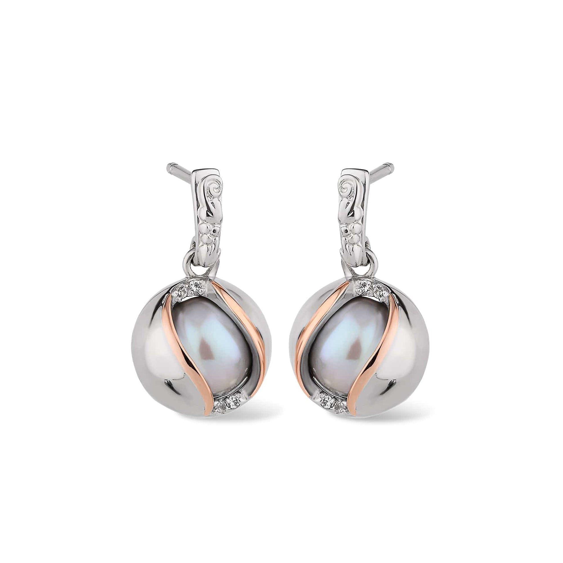 Salacia Silver Oyster Drop Earrings with Pearl
