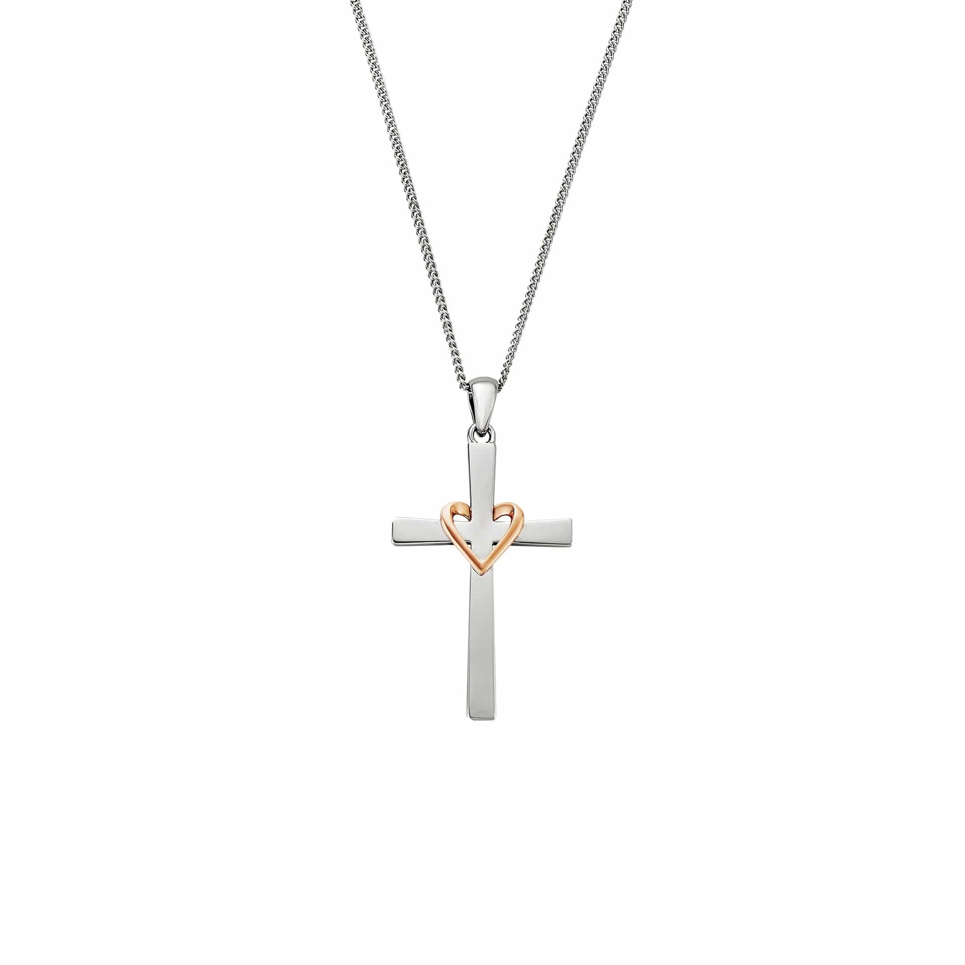 Heart Silver Cross Pendant