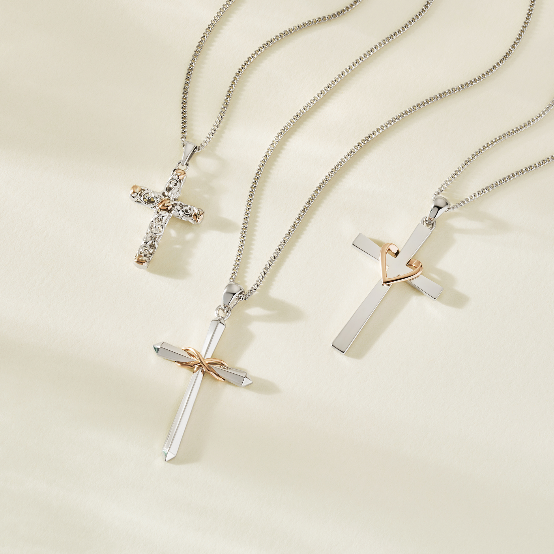 Heart Silver Cross Pendant