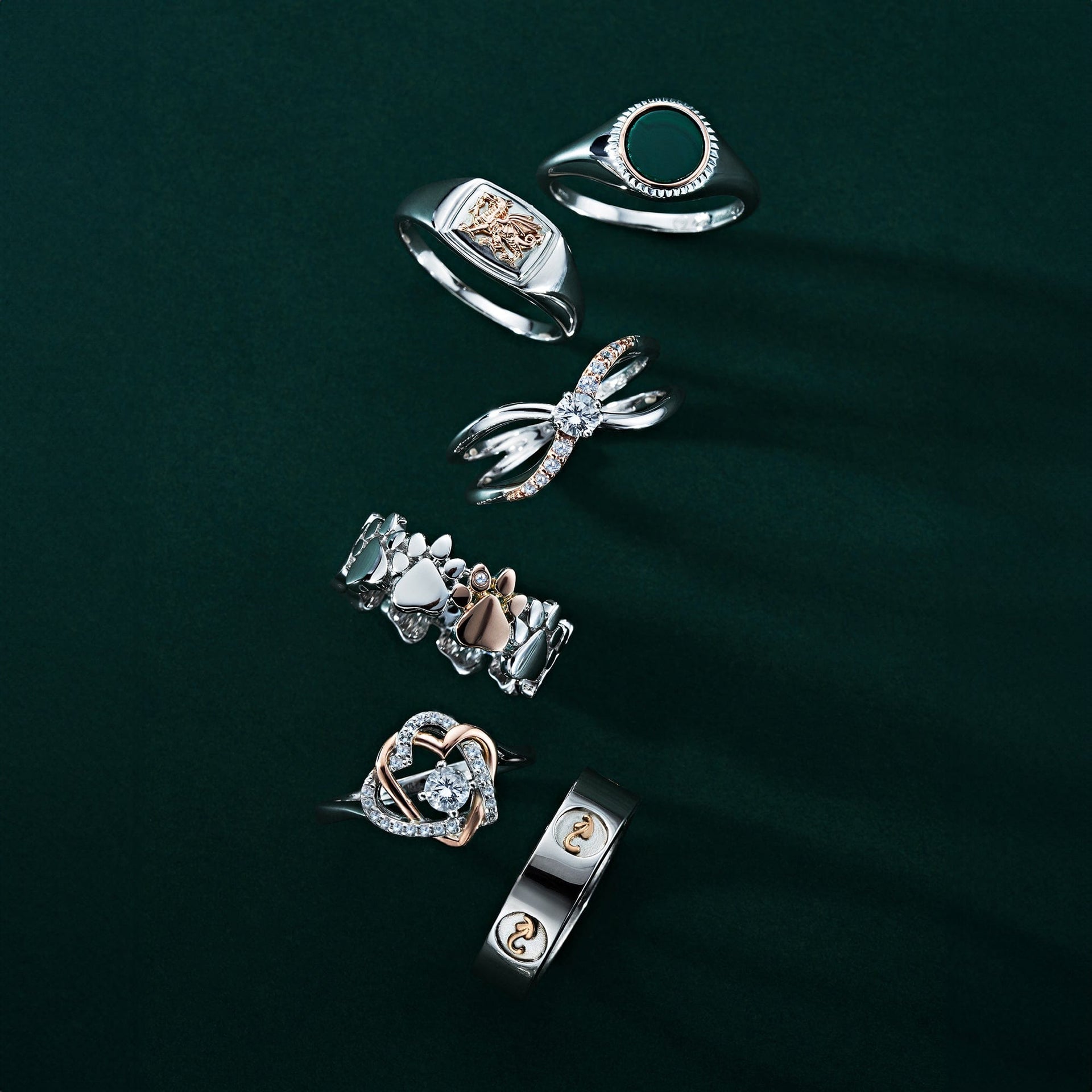 Reflections of Padarn Silver and Malachite Circular Ring