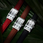 Alwen Diamond Watch with Red Leather Strap