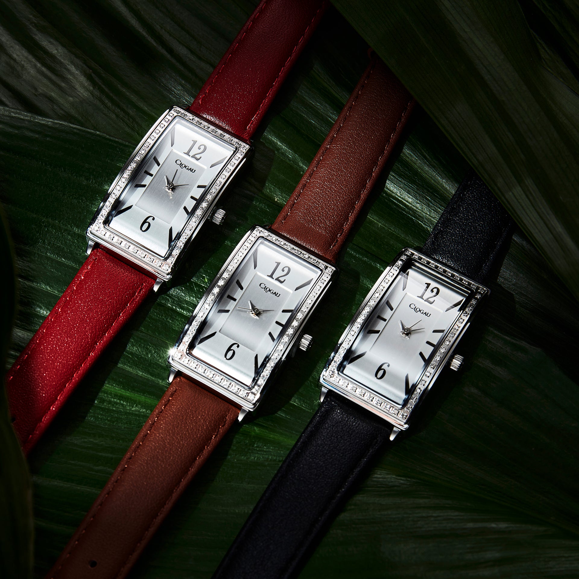 Alwen Diamond Watch with Brown Leather Strap