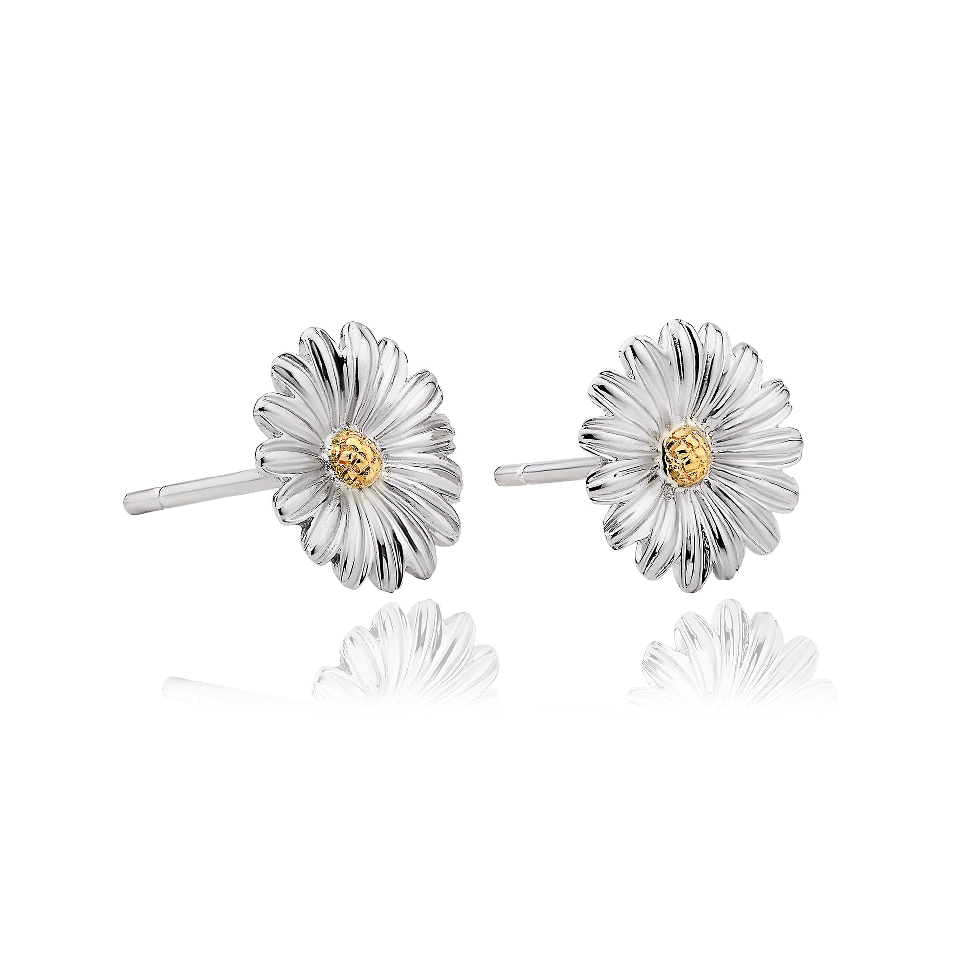 White & Yellow Gold Daisy Earrings