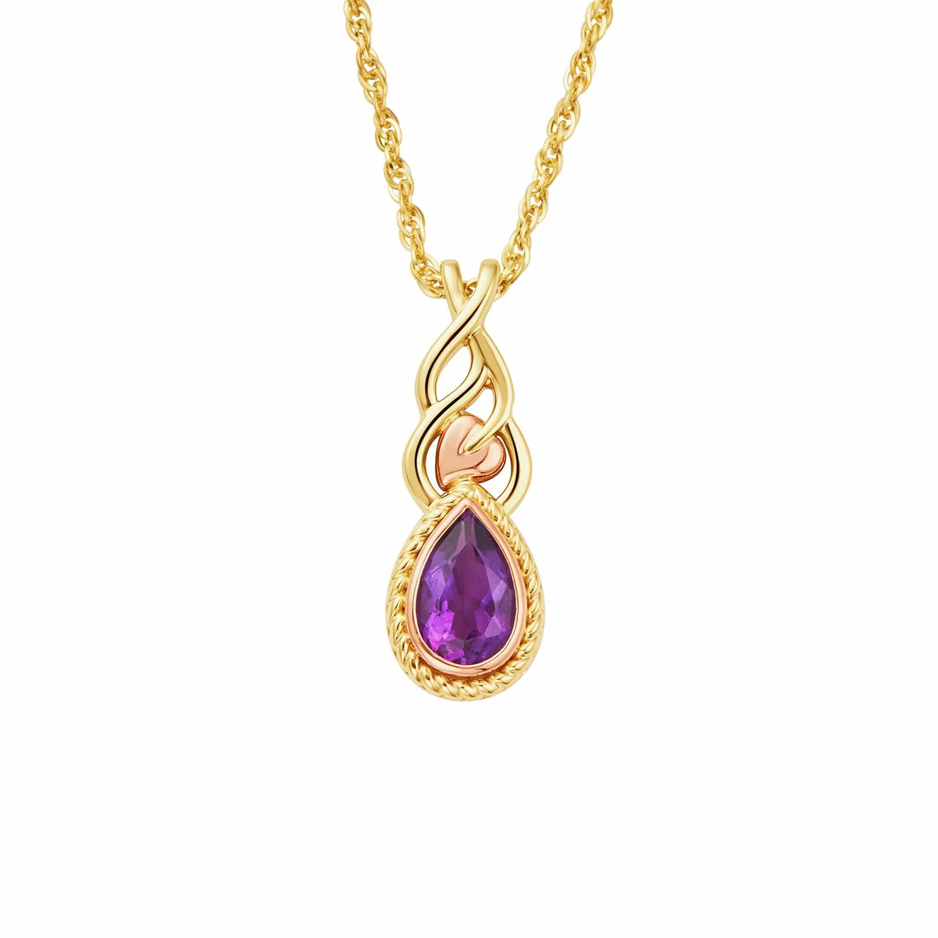 Royal Clogau® 9ct Solid Gold Delphinium Pendant with Amethyst