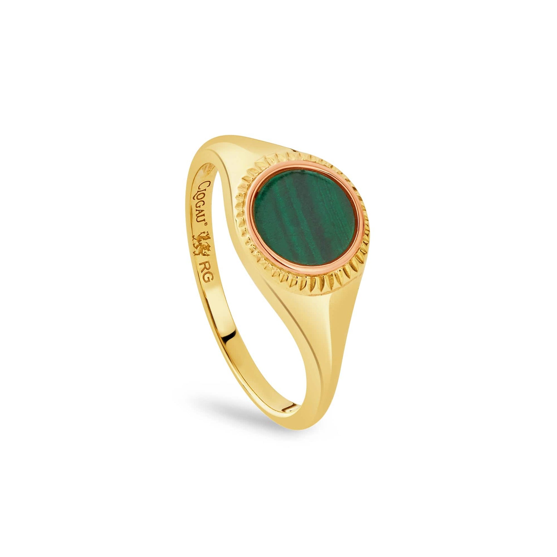Reflections of Padarn Gold and Malachite Circular Ring