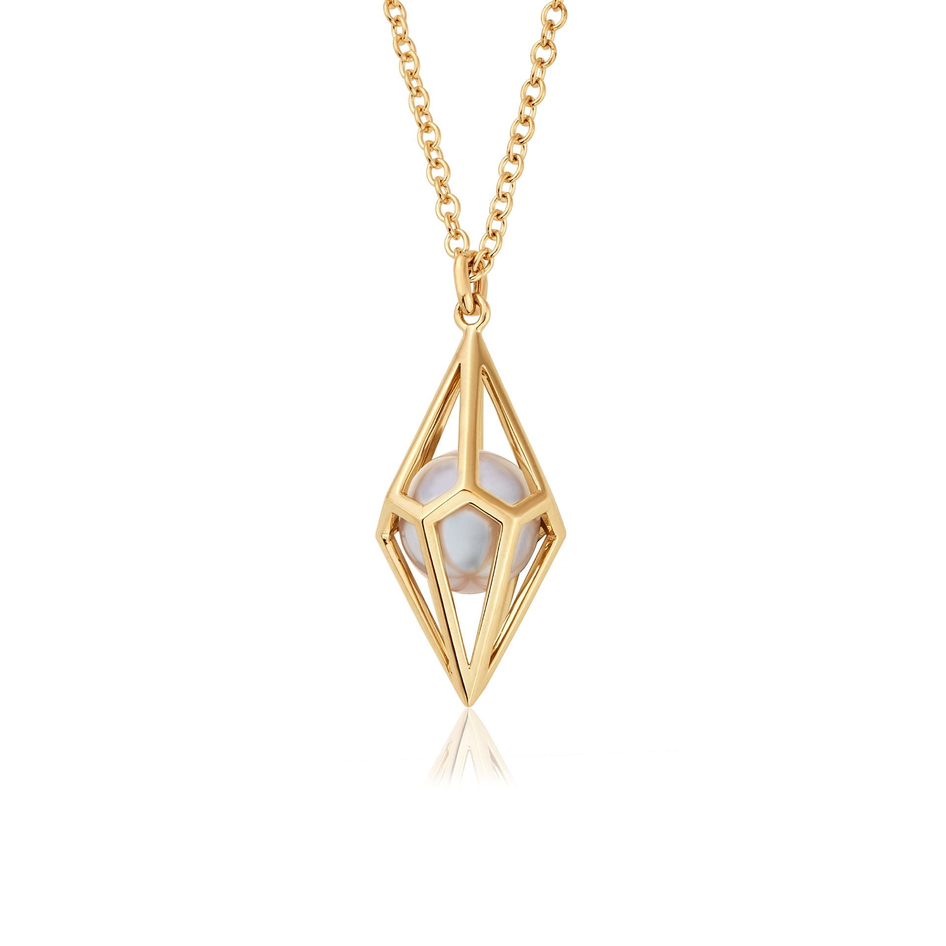 Watching Chamber Gold and Caged Pearl Pendant