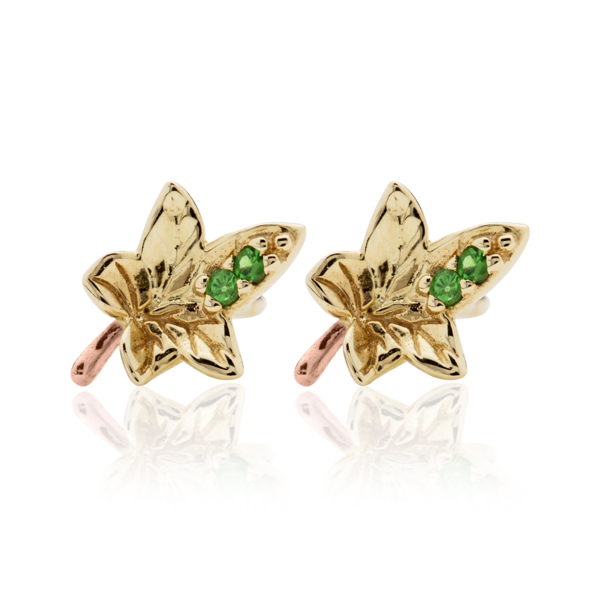 Ivy Leaf Gold Stud Earrings