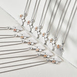 Paw Prints Sterling Silver Birthstone Pendant for April with Zircon