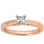 9ct Rose Gold New Beginning 30pt VS1 D Princess Cut Diamond Engagement Ring