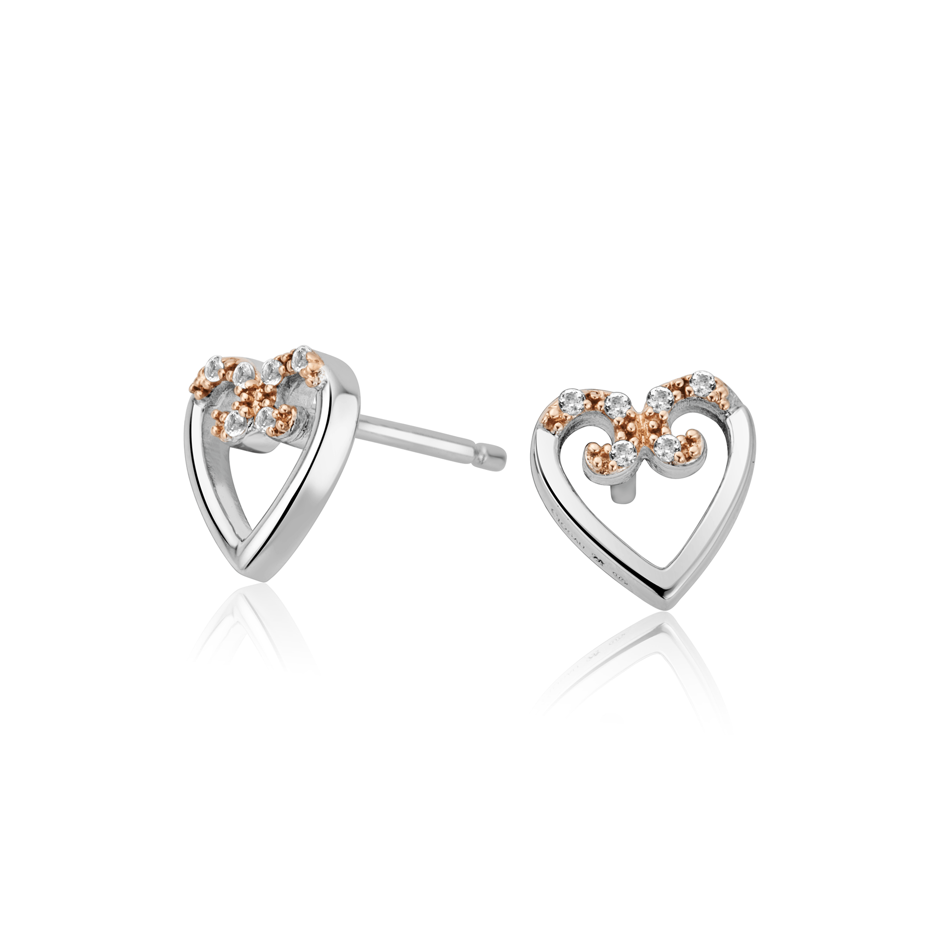 Affinity Heart Silver Stud Earrings